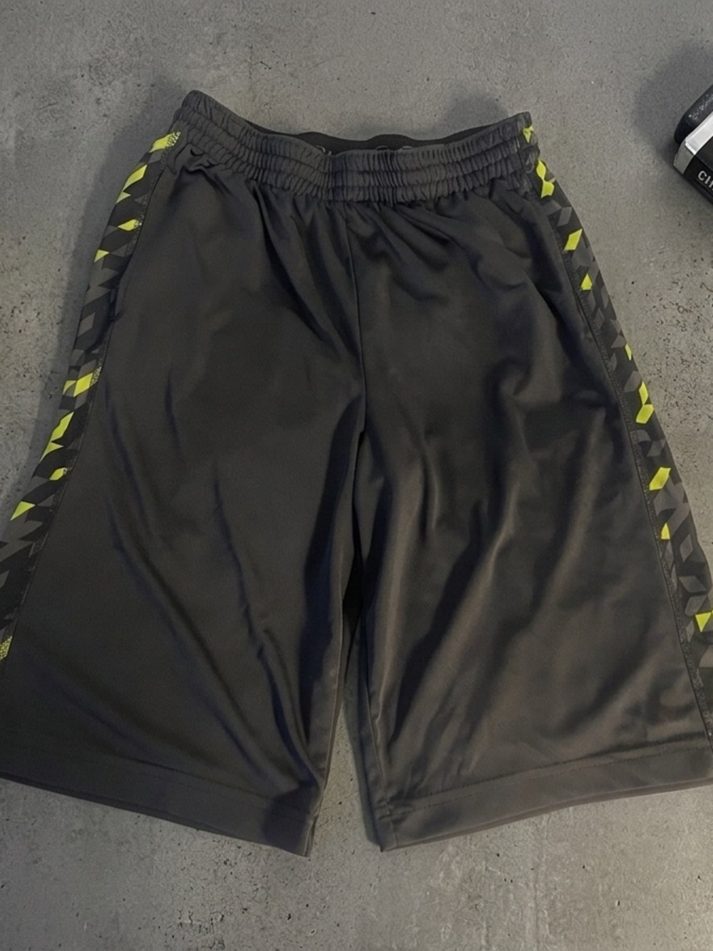 Men's Black Athletic Shorts with Yellow Accent